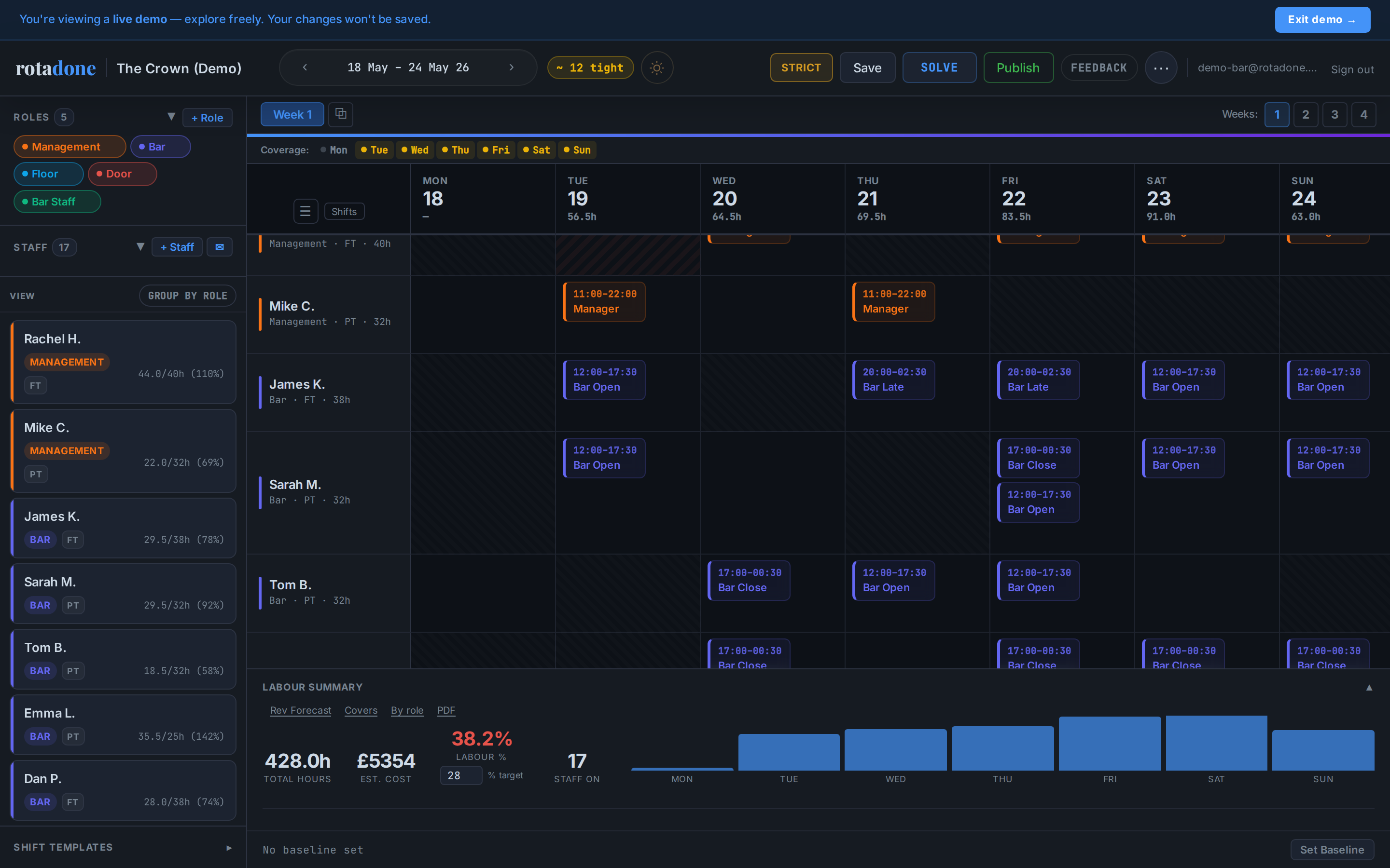 Rota Done scheduling interface